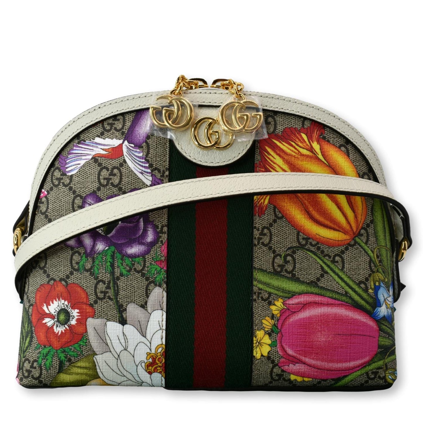 GUCCI Ophidia Flora Small Supreme Canvas Shoulder Bag Beige 499621