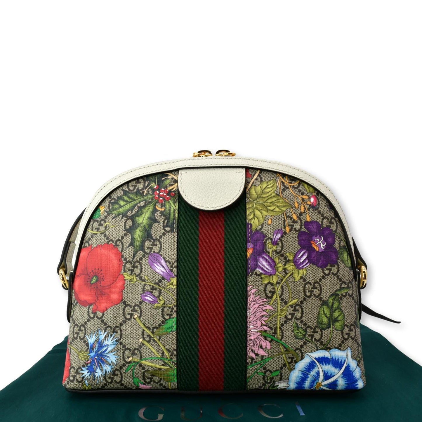 GUCCI Ophidia Flora Small Supreme Canvas Shoulder Bag Beige 499621