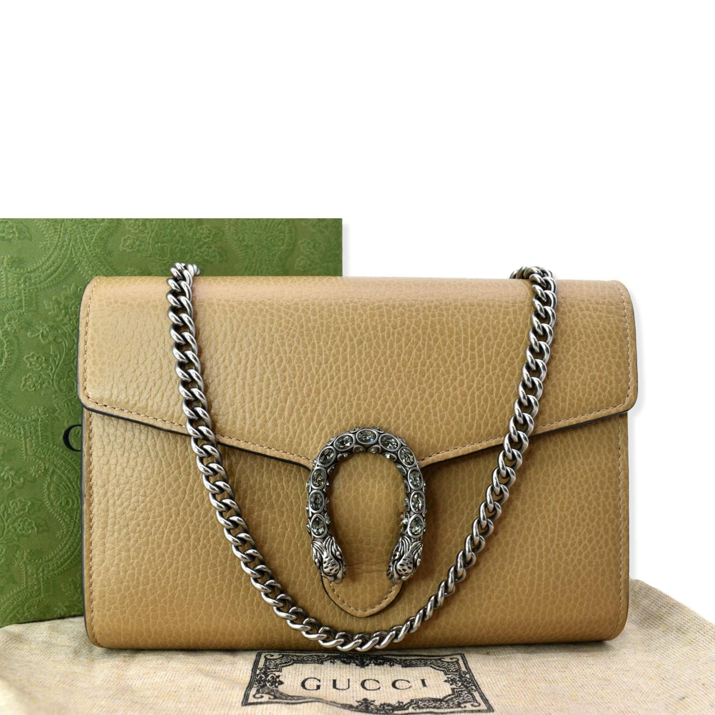 GUCCI Dionysus Mini Leather Chain Shoulder Bag Tan 401231