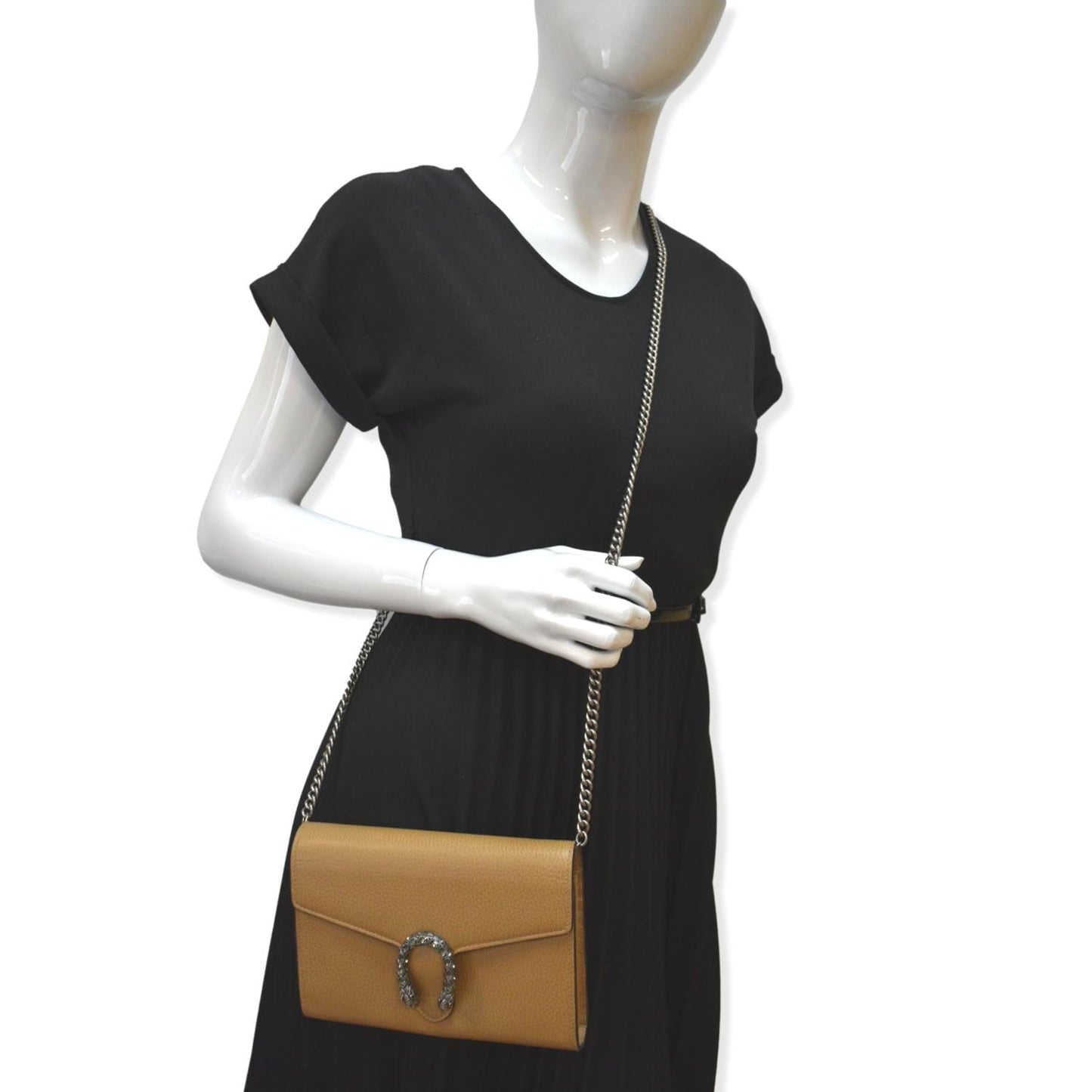 GUCCI Dionysus Mini Leather Chain Shoulder Bag Tan 401231