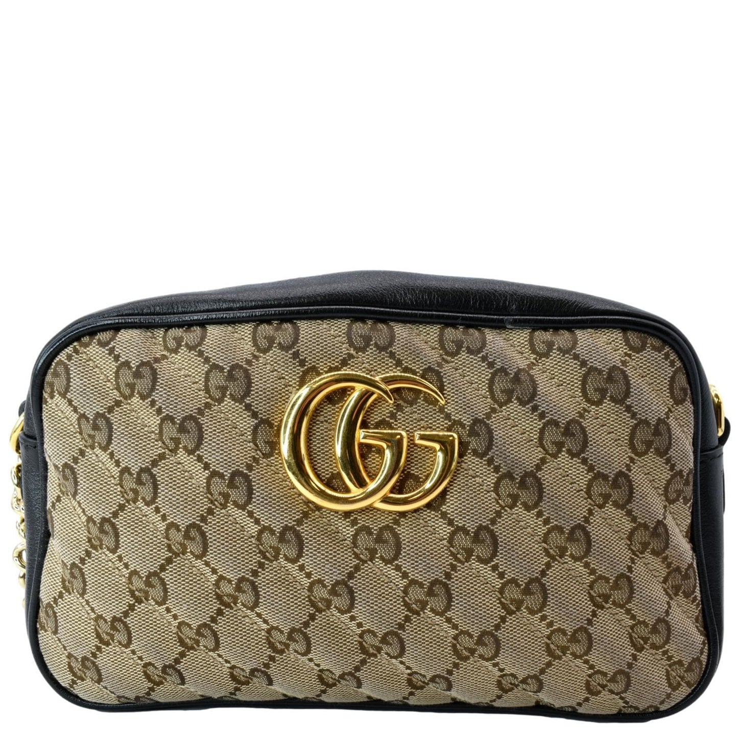 GUCCI GG Marmont Small Matelasse Canvas Leather Crossbody Bag Beige 447632