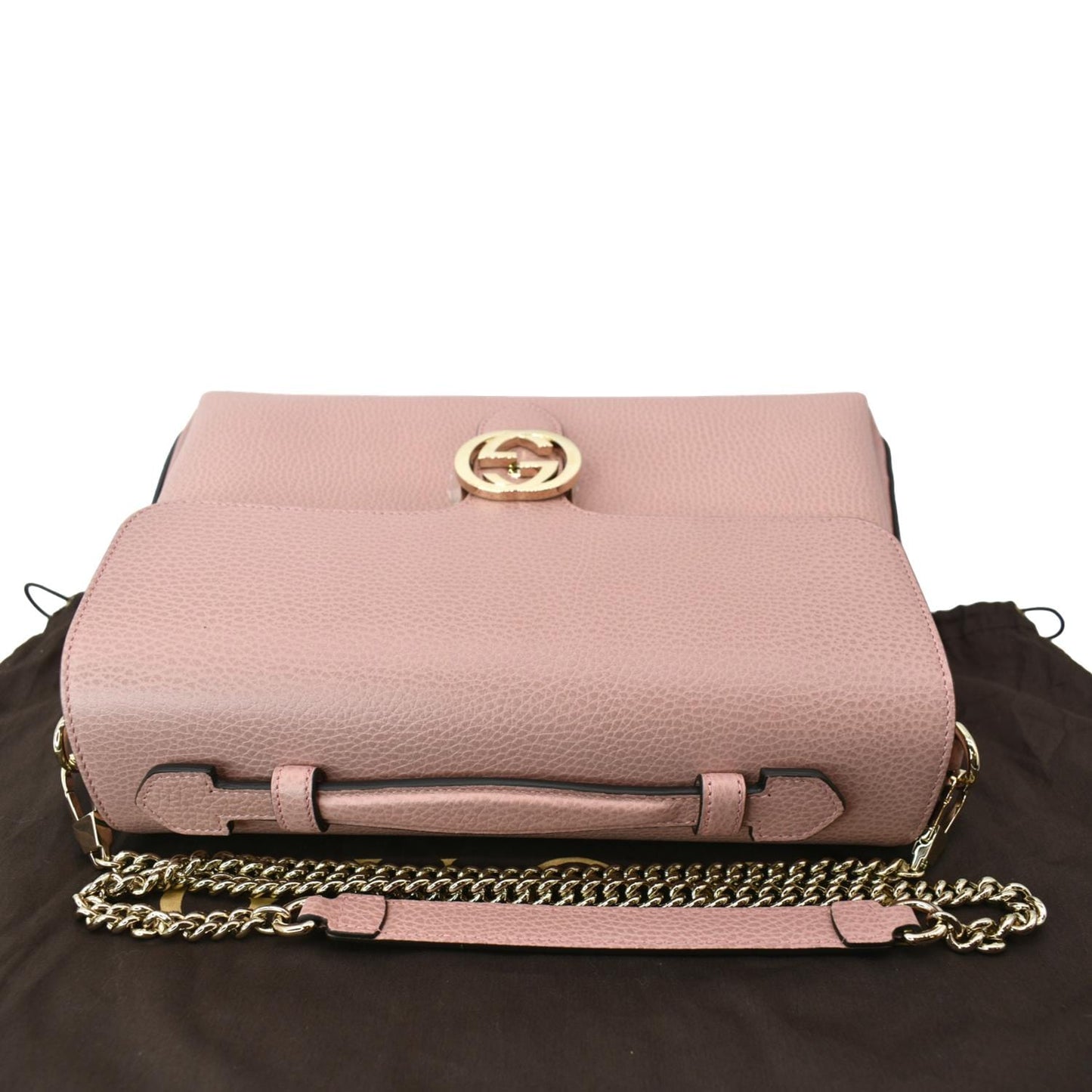 GUCCI Dollar Interlocking G Medium Calfskin Leather Shoulder Bag Soft Pink 510306