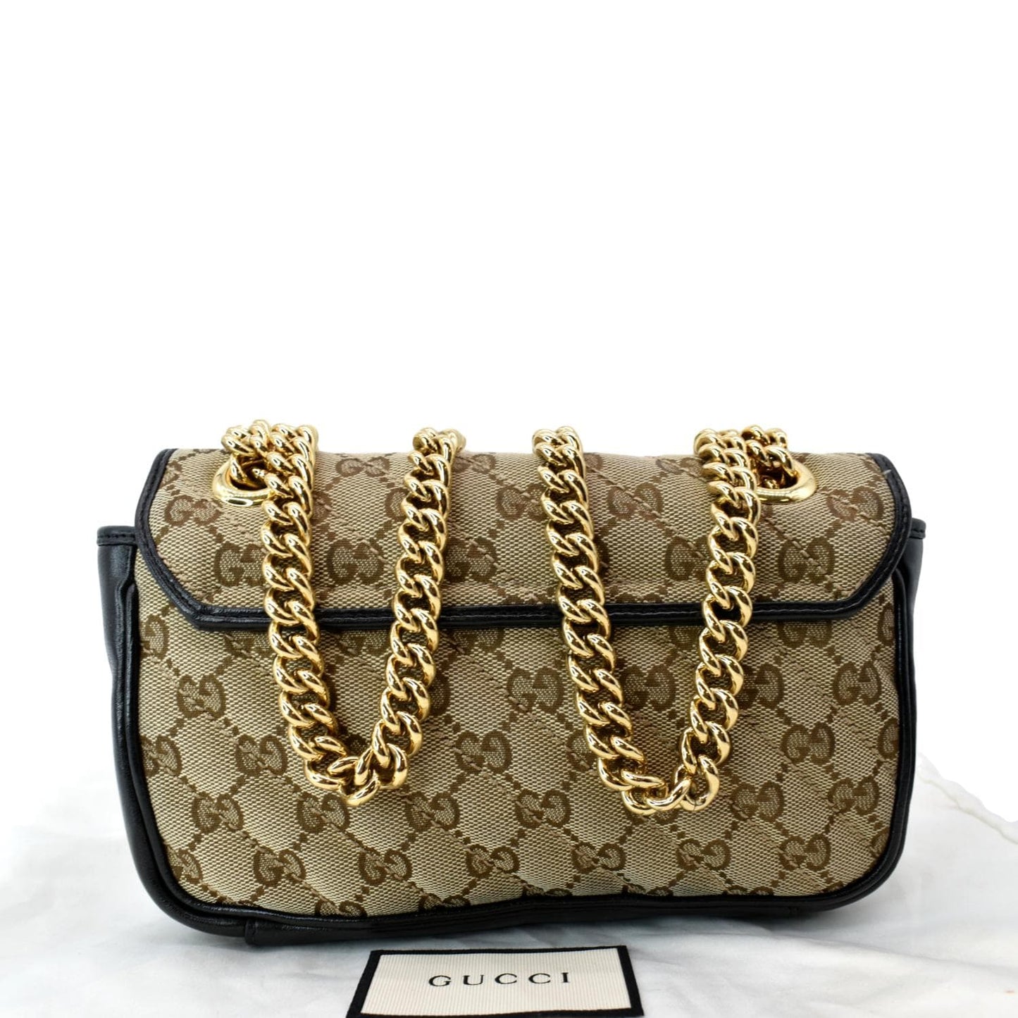 GUCCI GG Marmont Mini Canvas Leather Shoulder Bag Beige 446744