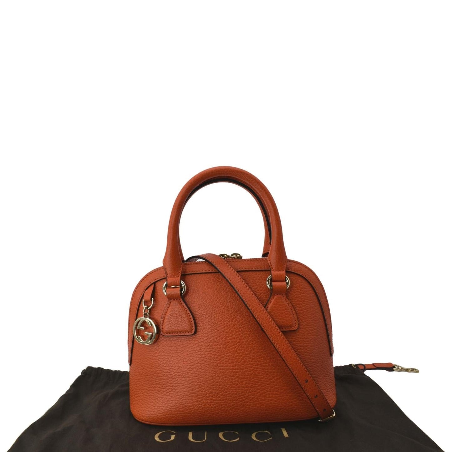 GUCCI Dome Small Leather Crossbody Bag Orange 449661