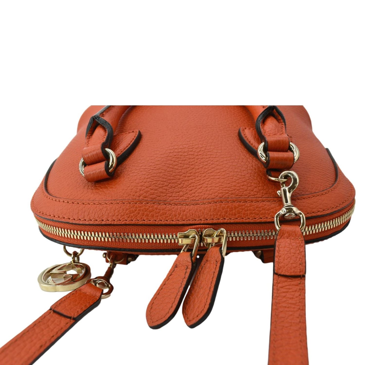 GUCCI Dome Small Leather Crossbody Bag Orange 449661