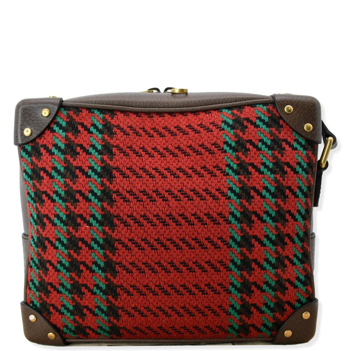 GUCCI Houndstooth Stripe Interlocking G Trunk Shoulder Bag Red 626363