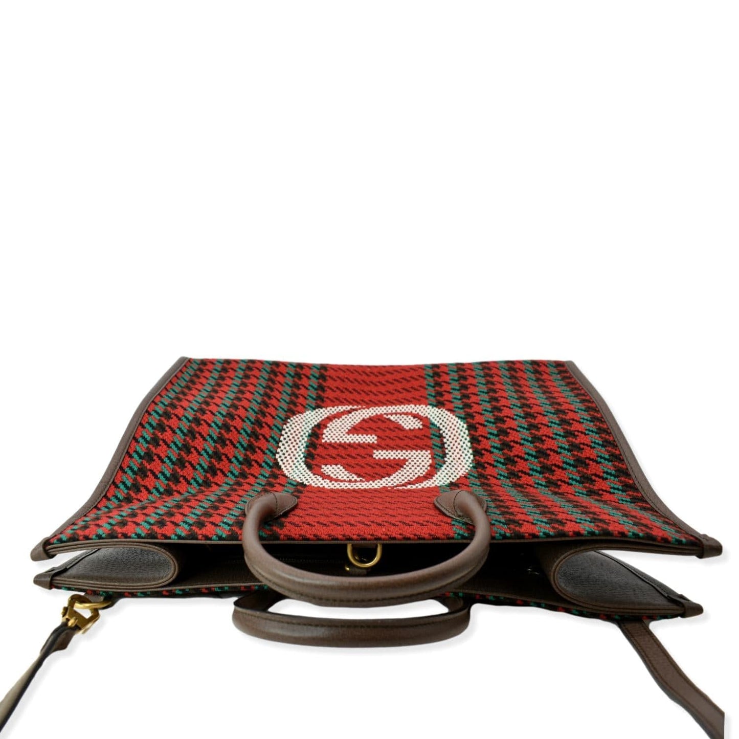 GUCCI New Interlocking GG Houndstooth Stripe Shoulder Bag Red 644994