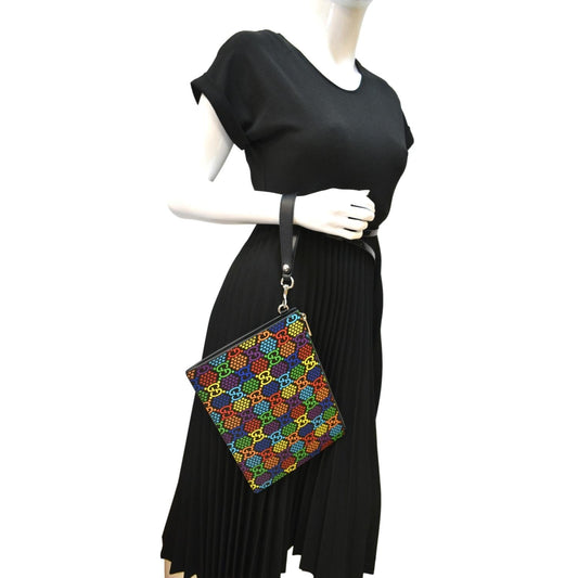 GUCCI GG Psychedelic Supreme Canvas Clutch Multicolor 601087