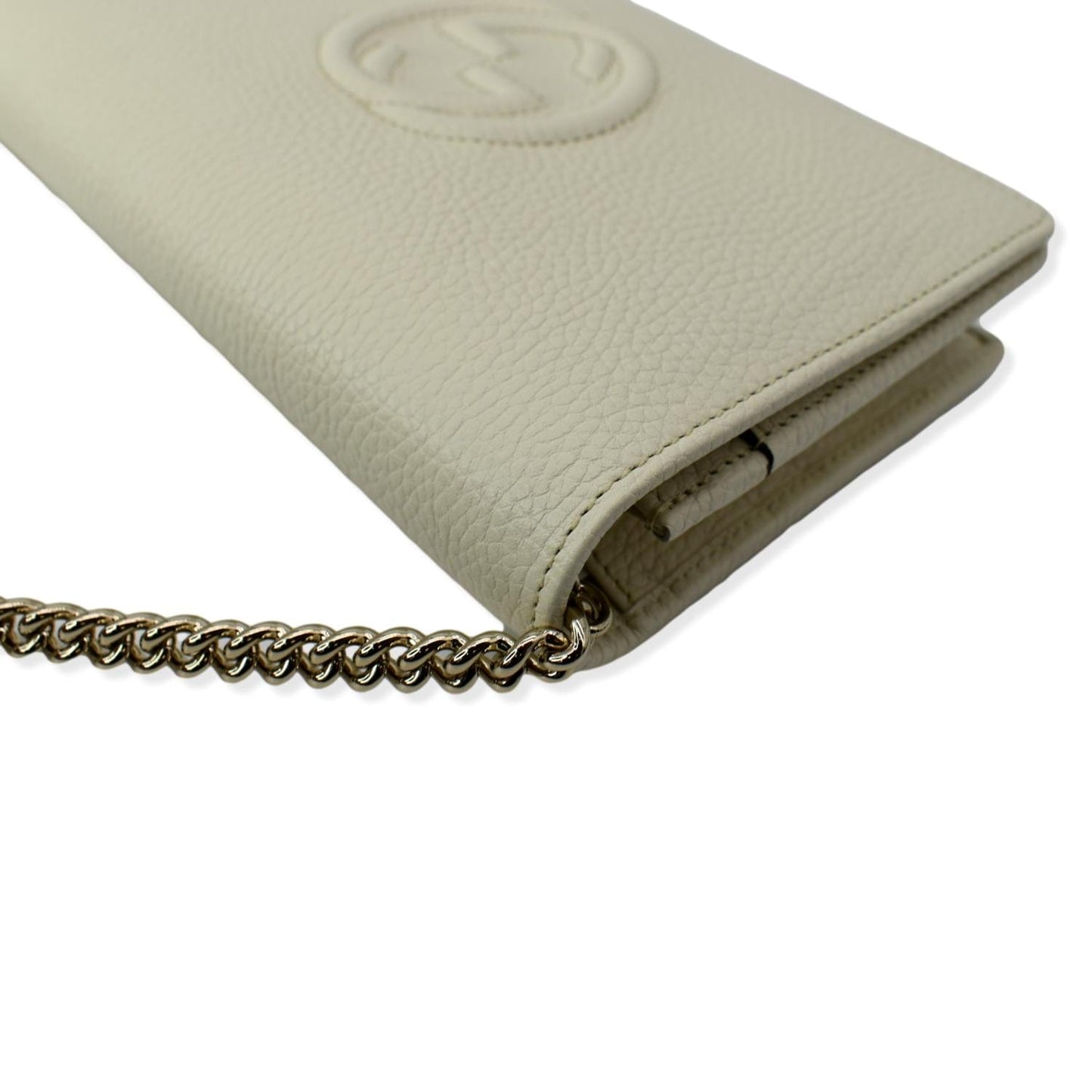 GUCCI Mini Soho Leather Wallet On Chain Crossbody Bag Ivory 598211