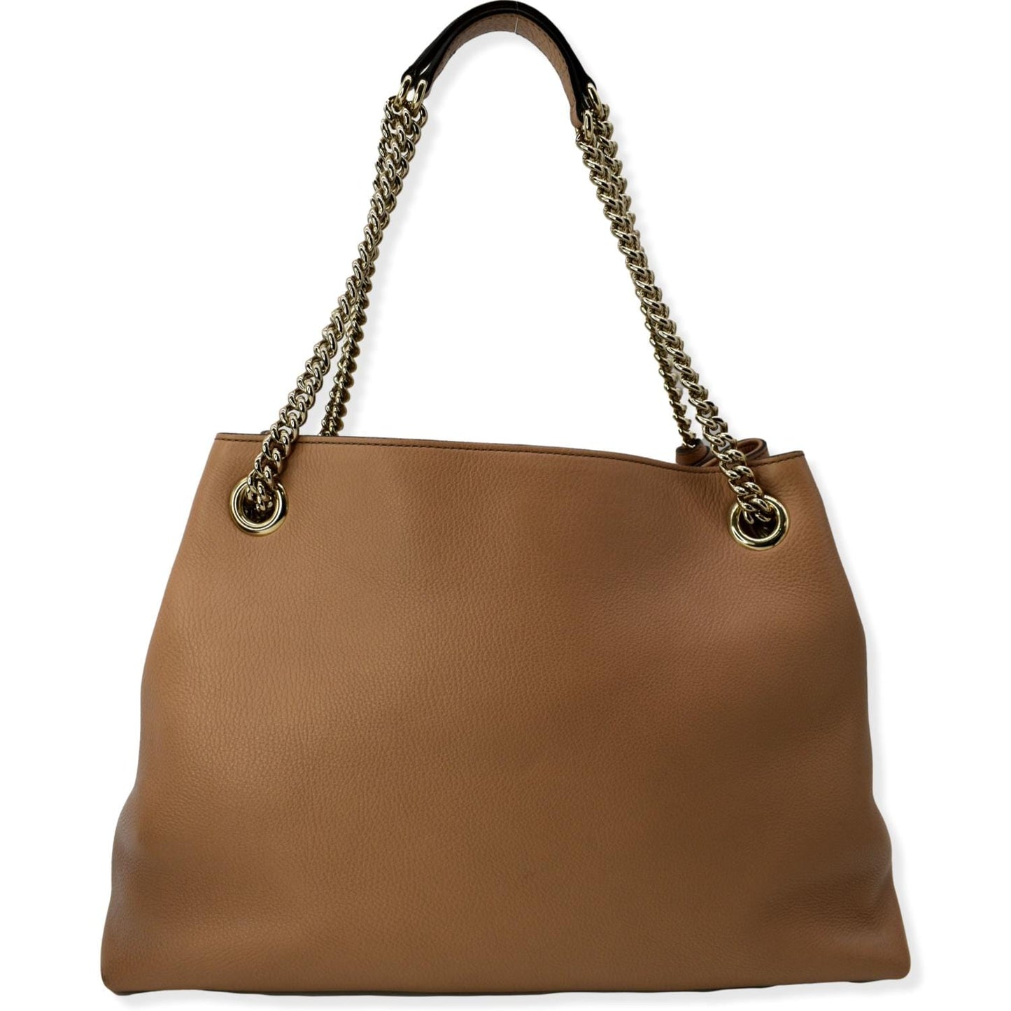 GUCCI Soho Pebbled Leather Chain Shoulder Bag 308982 Beige