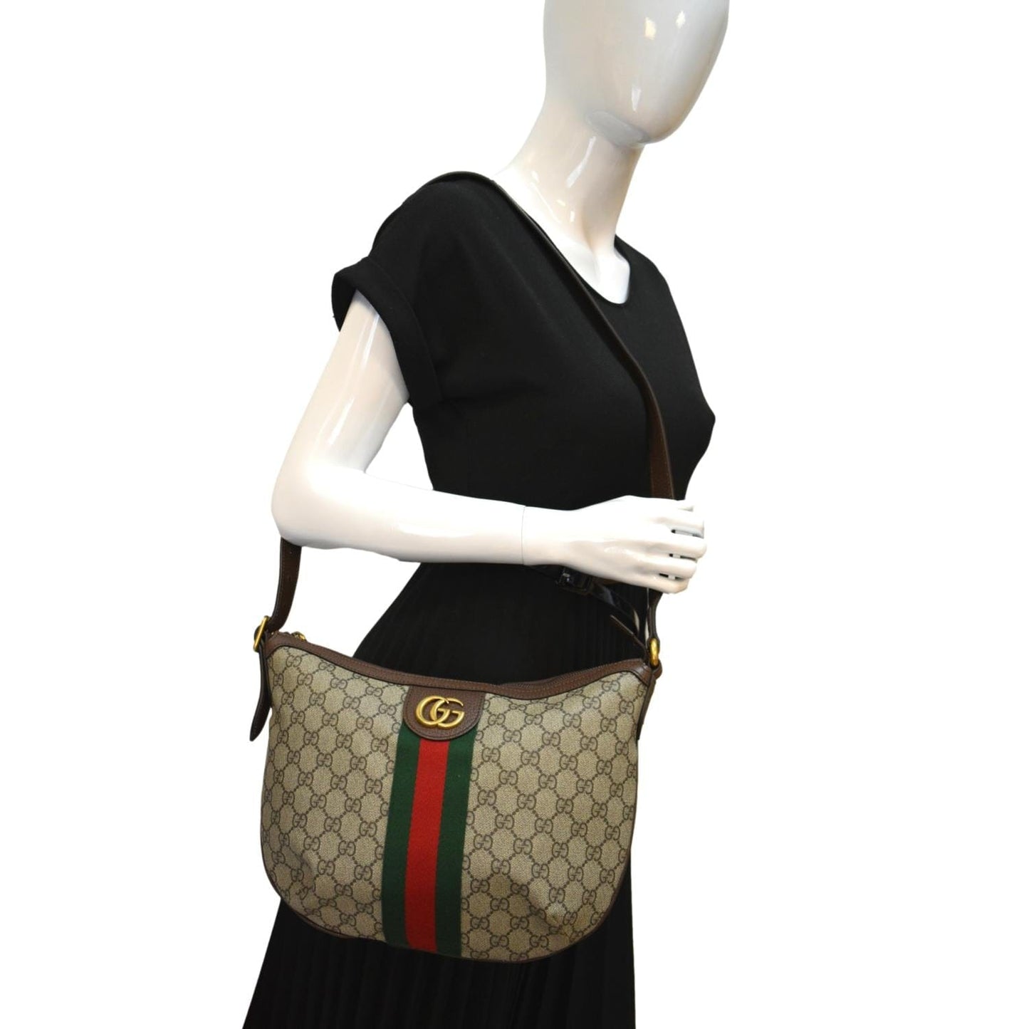 GUCCI Ophidia Small GG Supreme Canvas Shoulder Bag Beige 598125