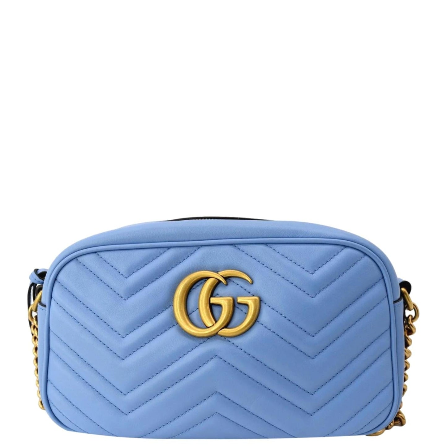 GUCCI GG Marmont Matelasse Leather Crossbody Bag Blue 447632