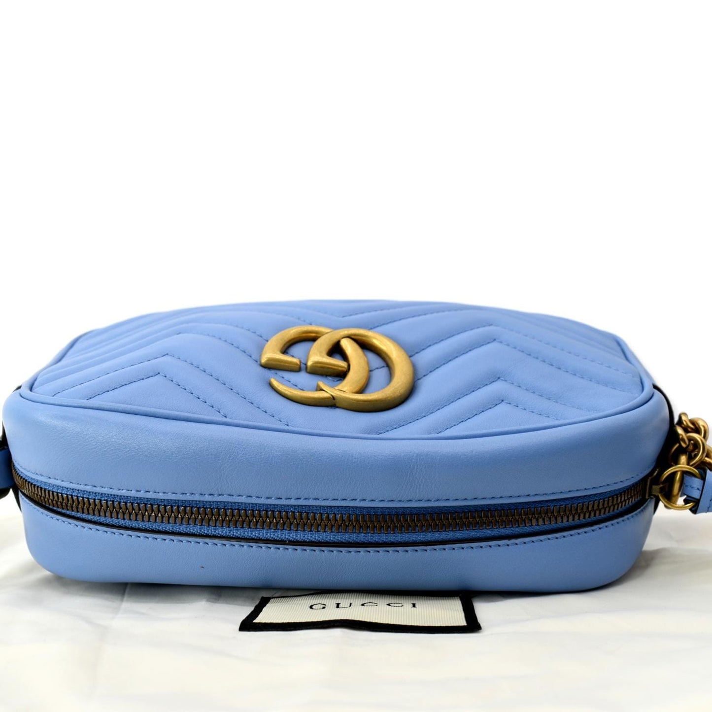 GUCCI GG Marmont Matelasse Leather Crossbody Bag Blue 447632