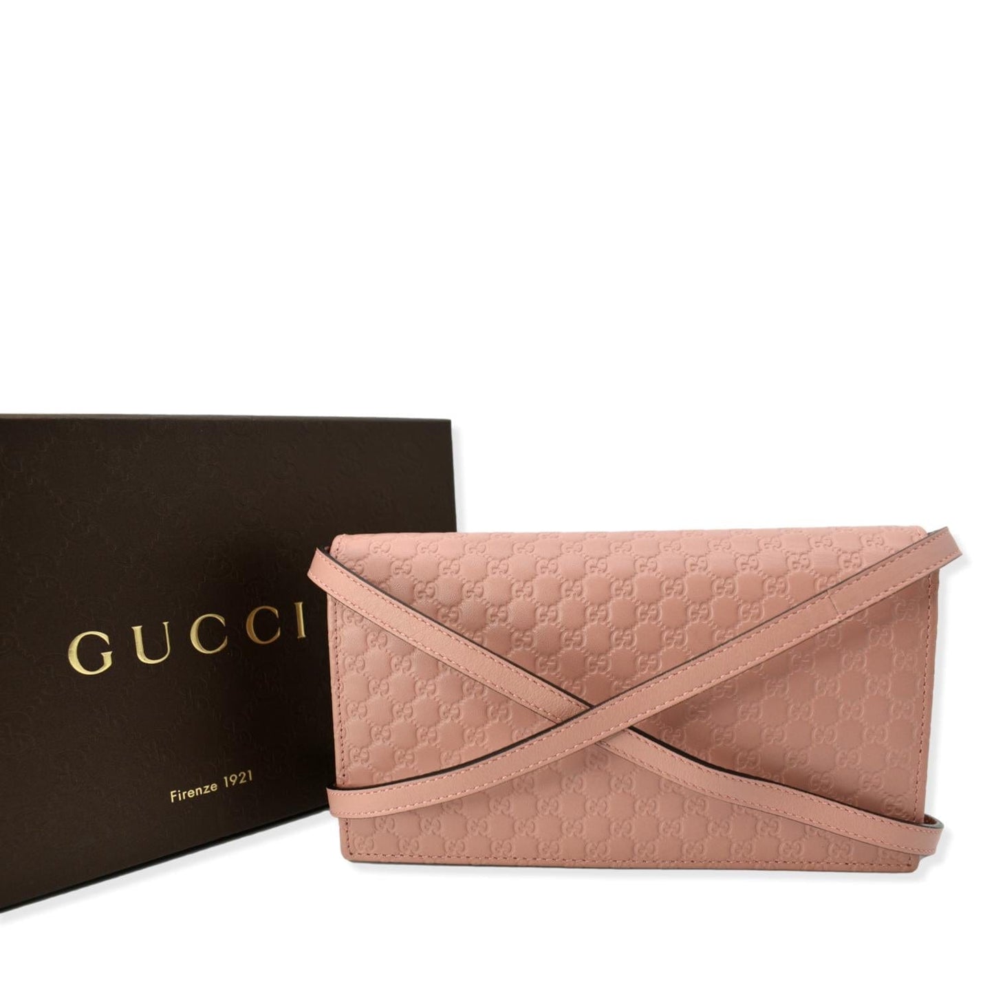 GUCCI Micro GG Guccissima Leather Crossbody Wallet Pink 466507