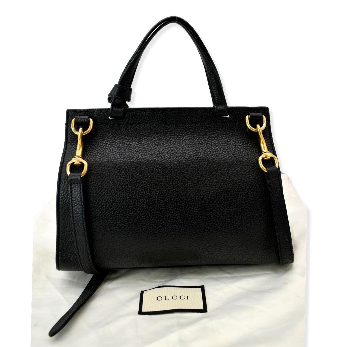 GUCCI GG Marmont Leather Top Handle Shoulder Bag Black 442622