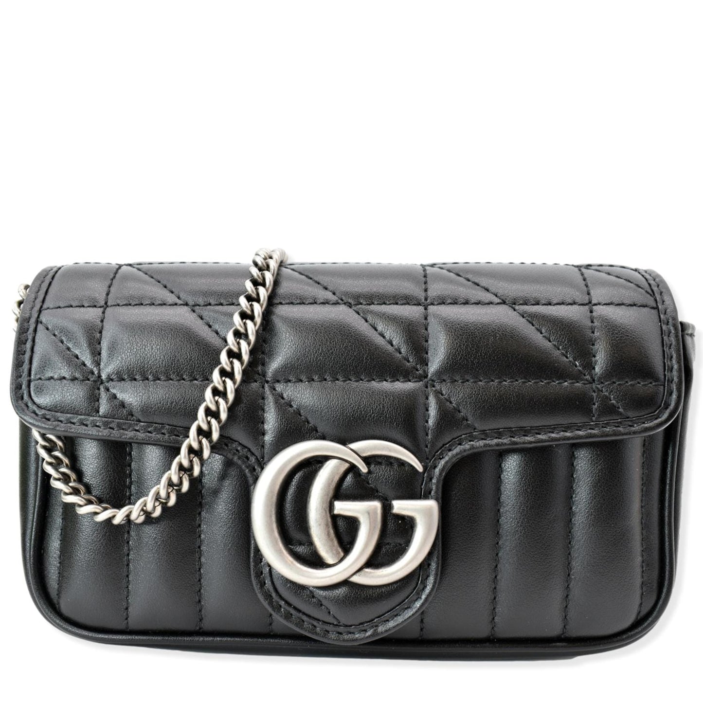 GUCCI GG Marmont Super Mini Leather Crossbody Bag Black 476433