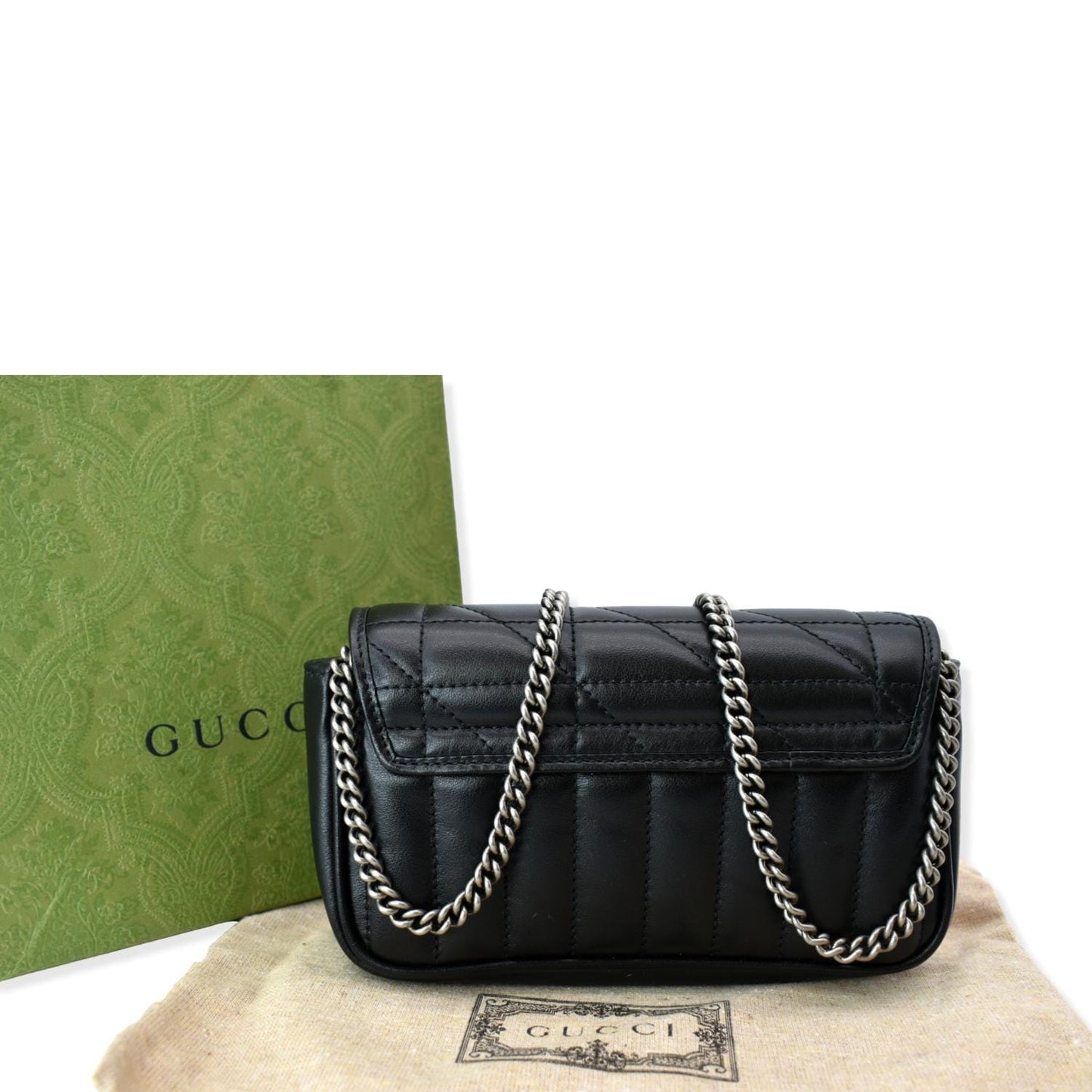 GUCCI GG Marmont Super Mini Leather Crossbody Bag Black 476433