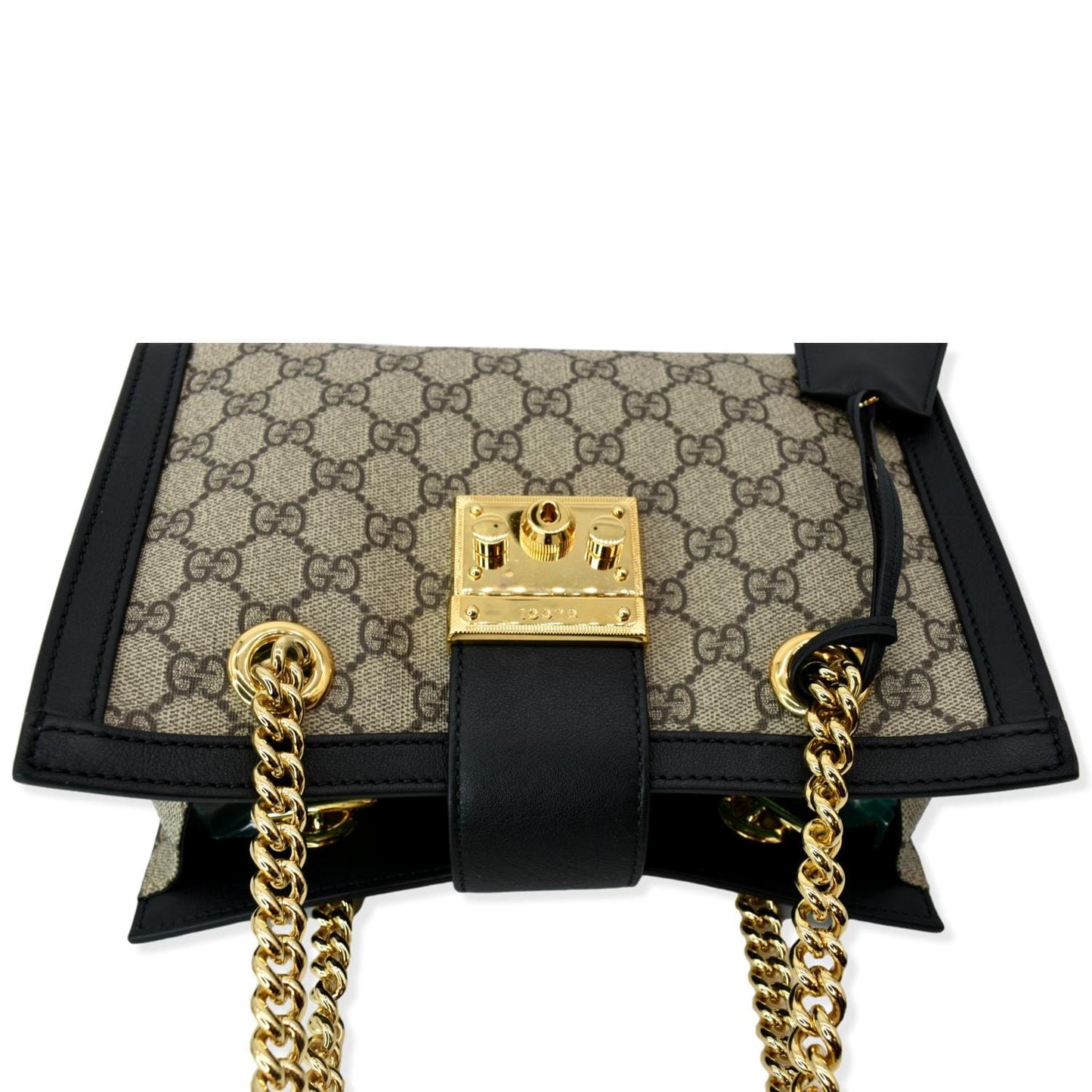 GUCCI Padlock Small GG Supreme Canvas Shoulder Bag Beige/Ebony 498156