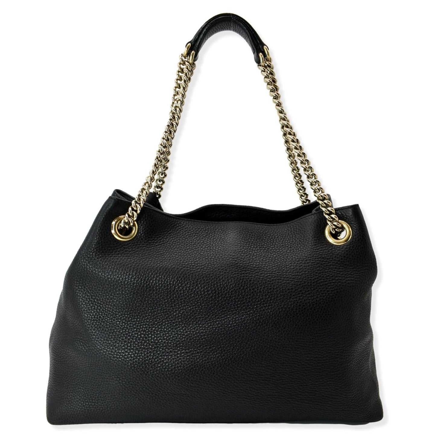 GUCCI Soho Pebbled Leather Chain Shoulder Bag Black 308982