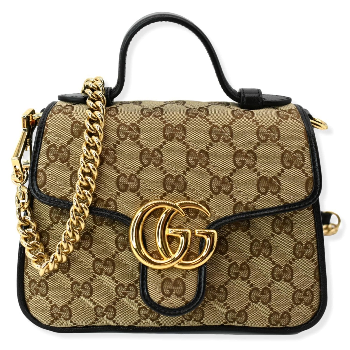 GUCCI GG Marmont Mini Top Handle Crossbody Bag 583571 Beige