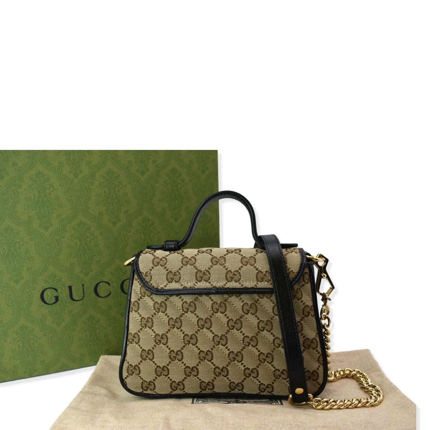GUCCI GG Marmont Mini Top Handle Crossbody Bag 583571 Beige