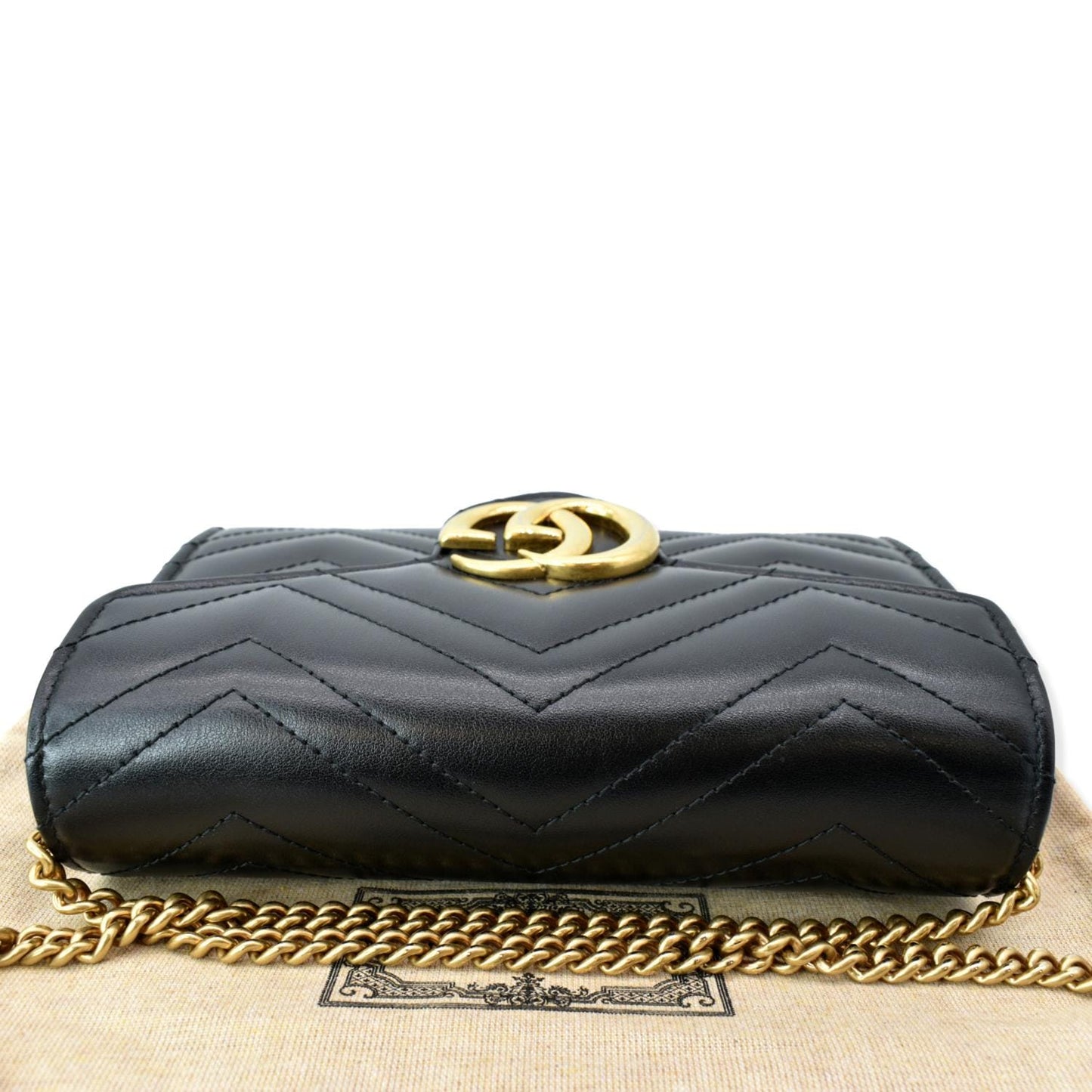 GUCCI GG Marmont Mini Matelasse Leather Crossbody Bag Black 474575