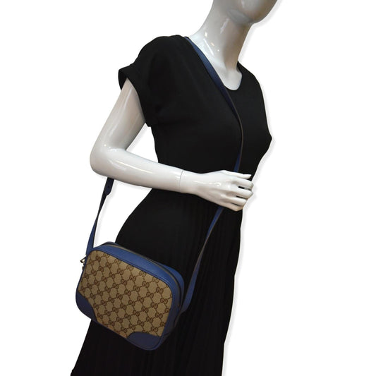 GUCCI Bree GG Canvas Leather Crossbody Bag Beige 449413
