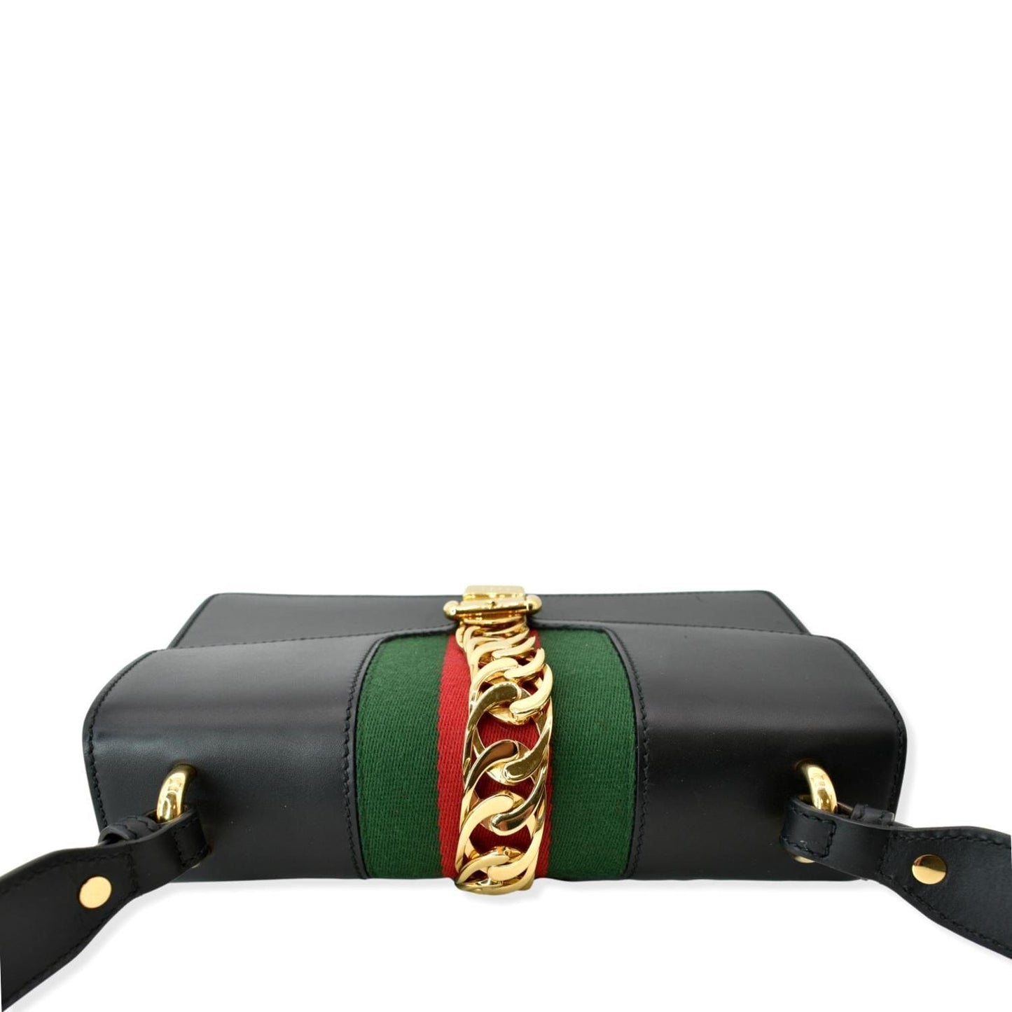 GUCCI Sylvie Small Leather Shoulder Bag Black