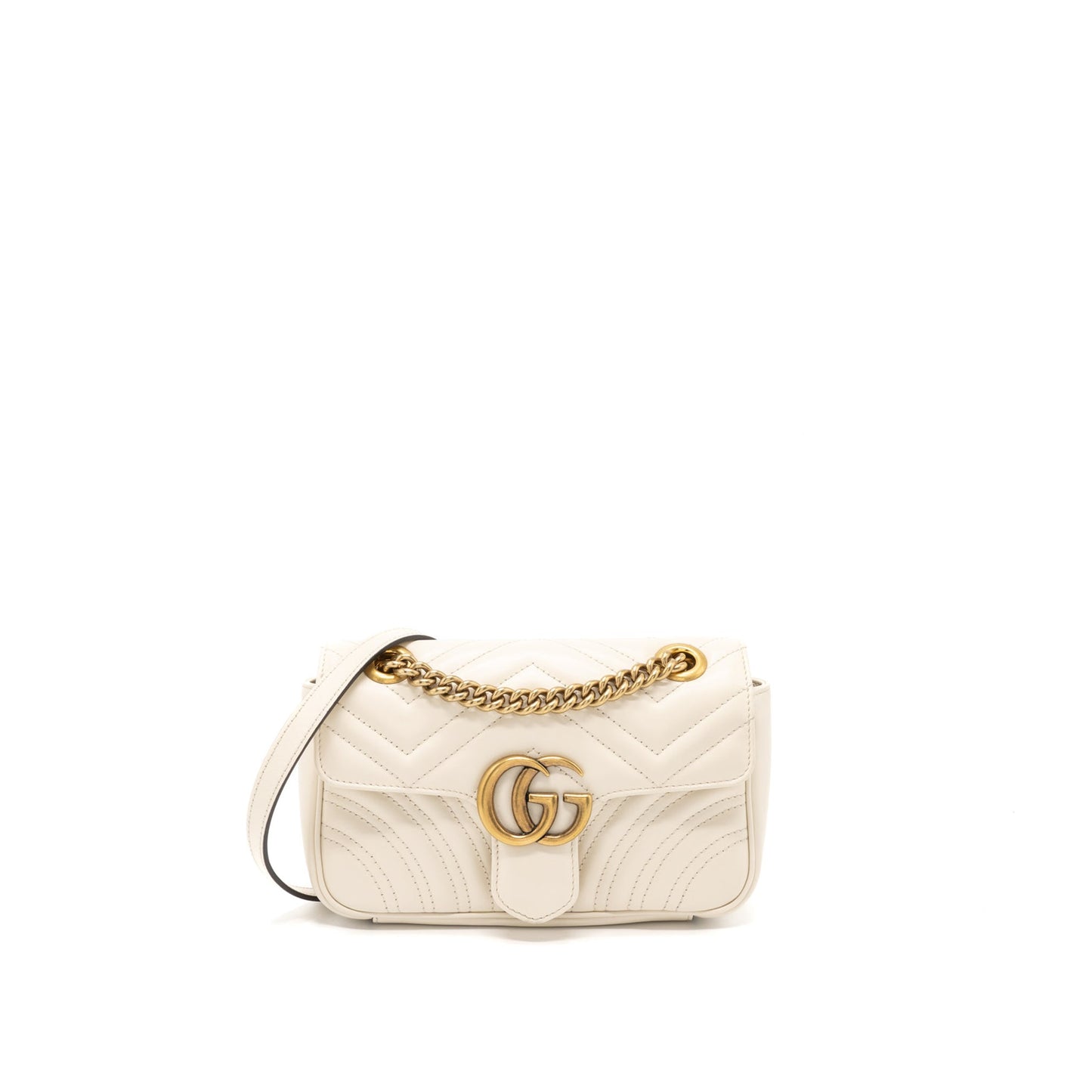 Gucci GG Marmont Mini Bag Matelass� Calfskin White Brushed
