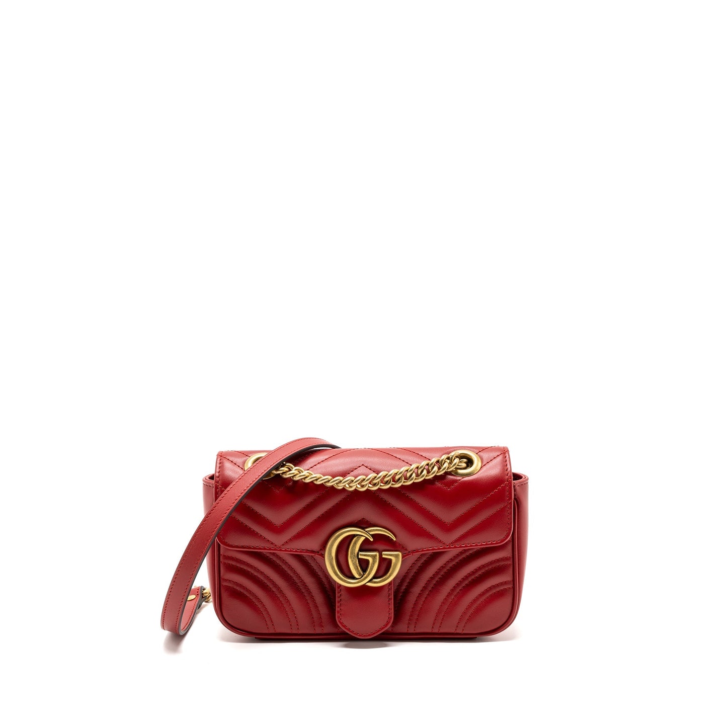 Gucci mini GG marmont shoulder bag calfskin red