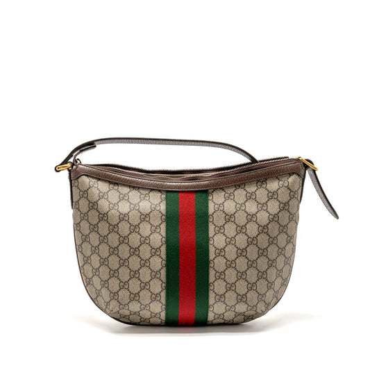 Gucci Small Ophidia Half Moon Crossbody Hobo Bag GG Supreme Canvas