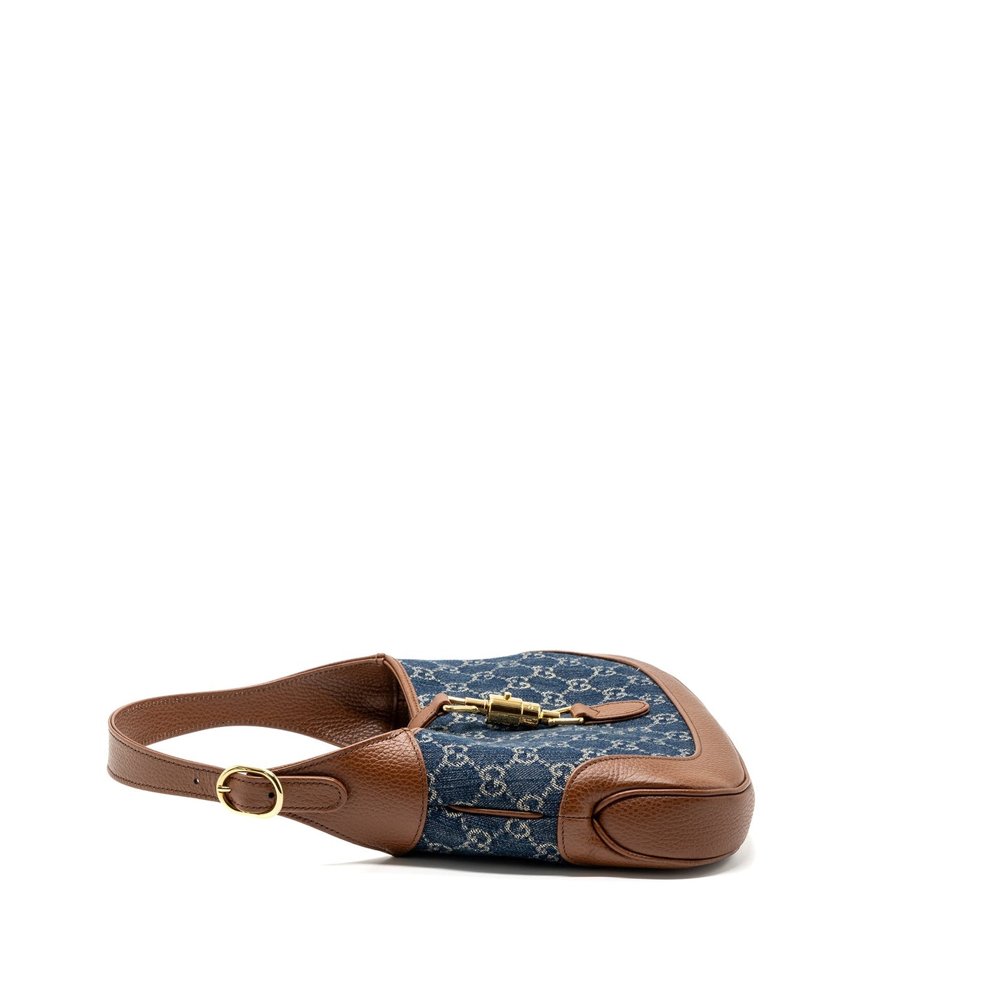 Gucci Jackie 1961 small shoulder bag denim / calfskin blue/ brown