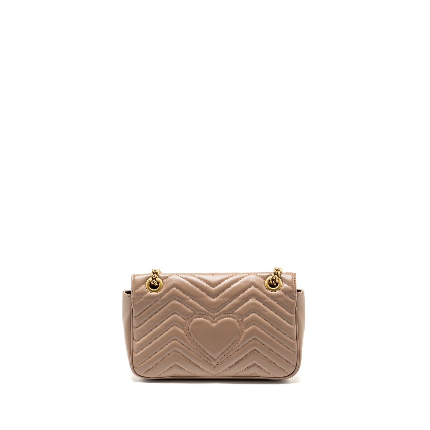 GUCCI Small GG Marmont Shoulder Bag Calfskin Beige