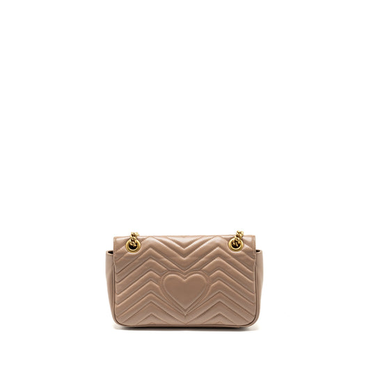 GUCCI Small GG Marmont Shoulder Bag Calfskin Beige