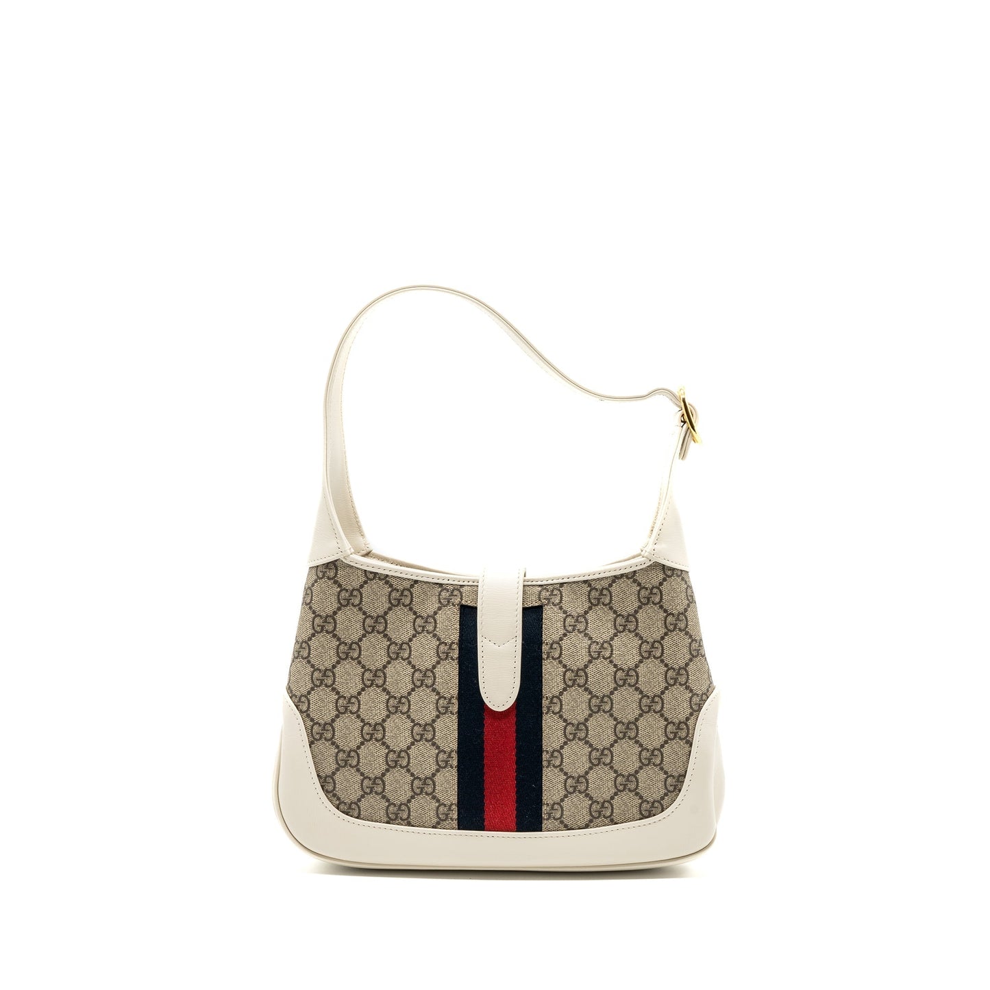 Gucci Jackie 1961 small shoulder bag GG supreme canvas / calfskin white multicolour