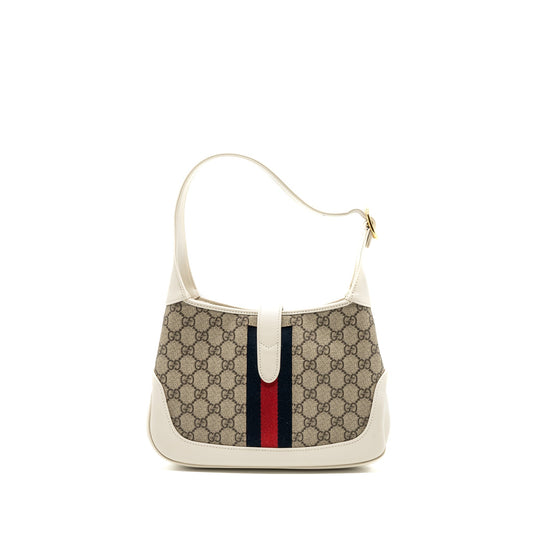 Gucci Jackie 1961 small shoulder bag GG supreme canvas / calfskin white multicolour