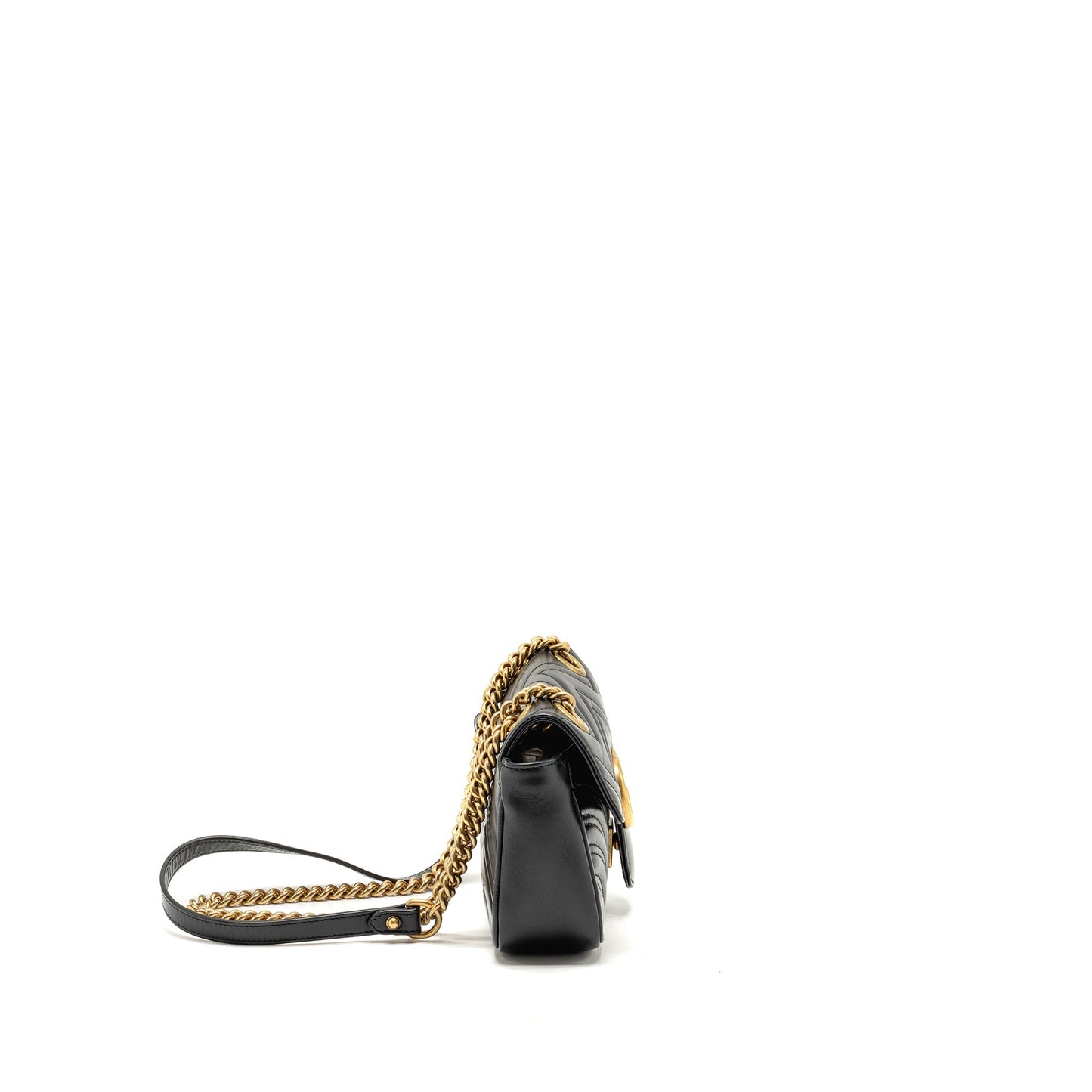 GUCCI Mini GG Marmont Shoulder Bag Calfskin Black