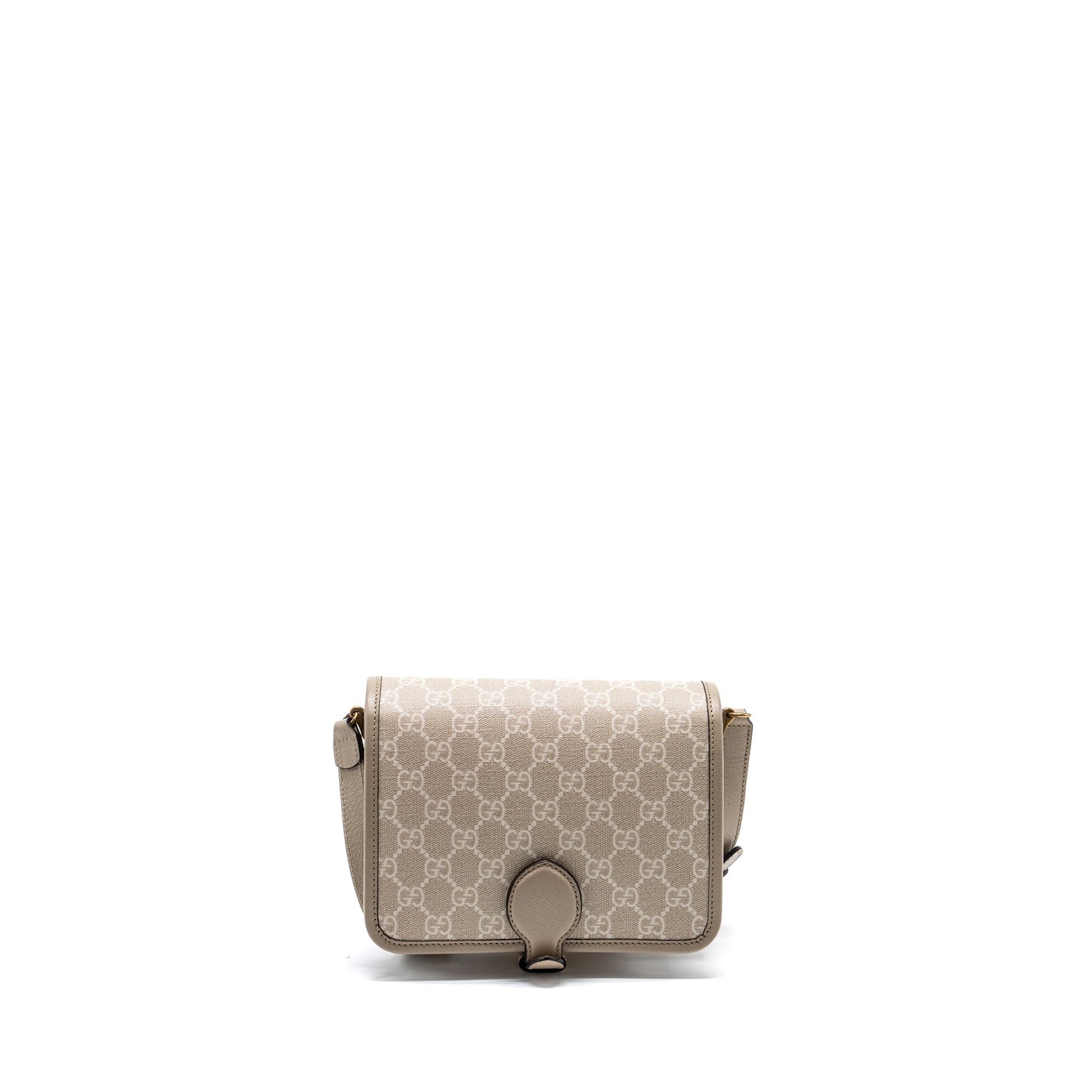 Gucci Interlock GG logo Crossbody messanger bag canvas/ calfskin light grey