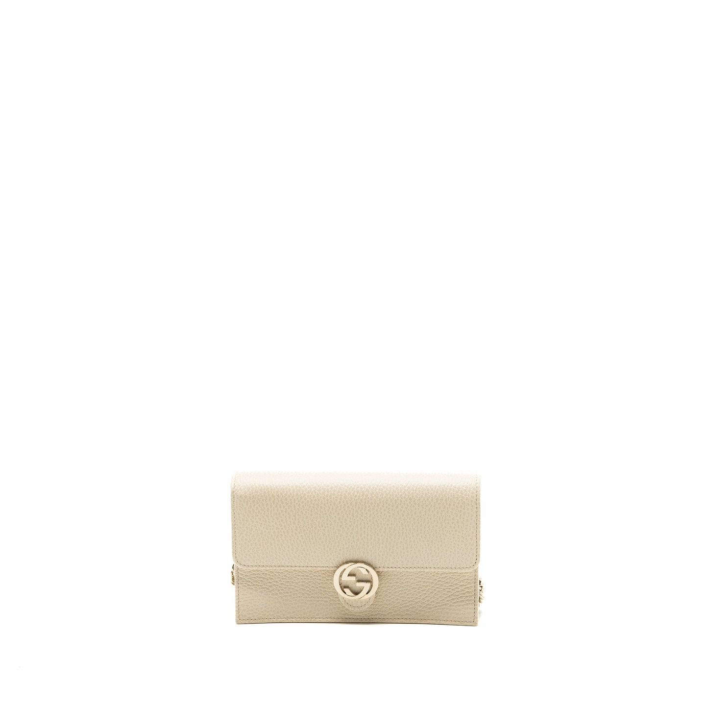 Gucci Interlocking G Crossbody Chain Bag Wallet leather White L