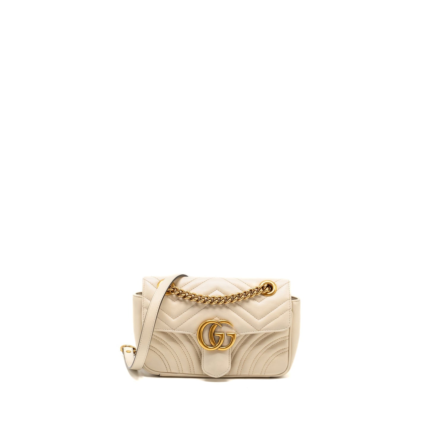 Gucci Mini GG Marmont Shoulder Bag Calfskin White