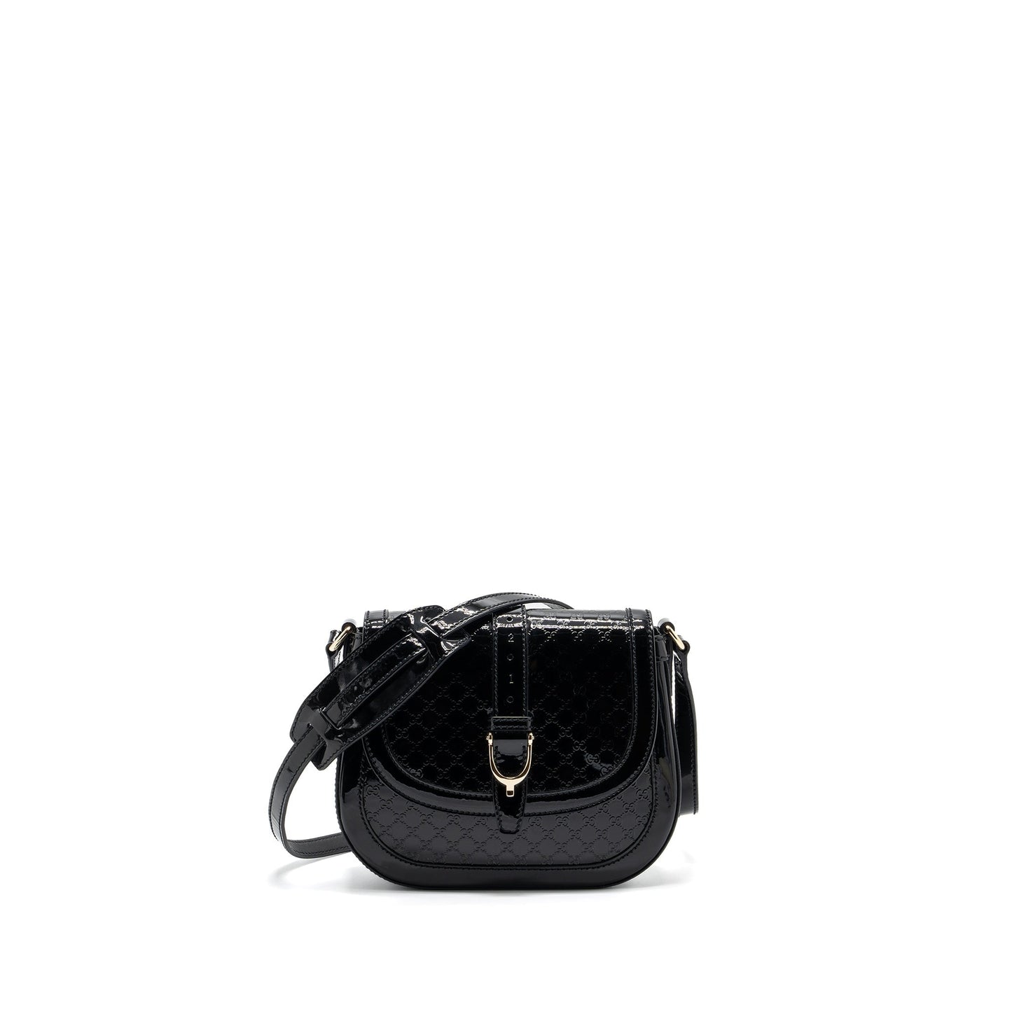 Gucci messenger crossbody bag patent black L