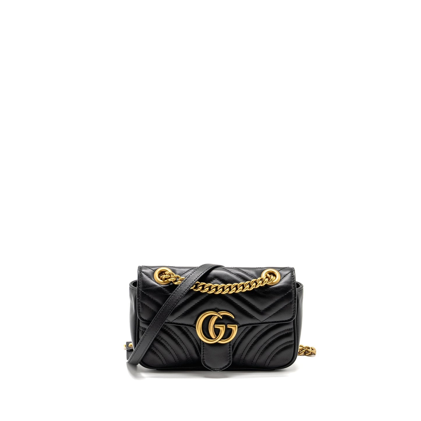 Gucci Mini GG Marmont Shoulder Bag Calfskin Black