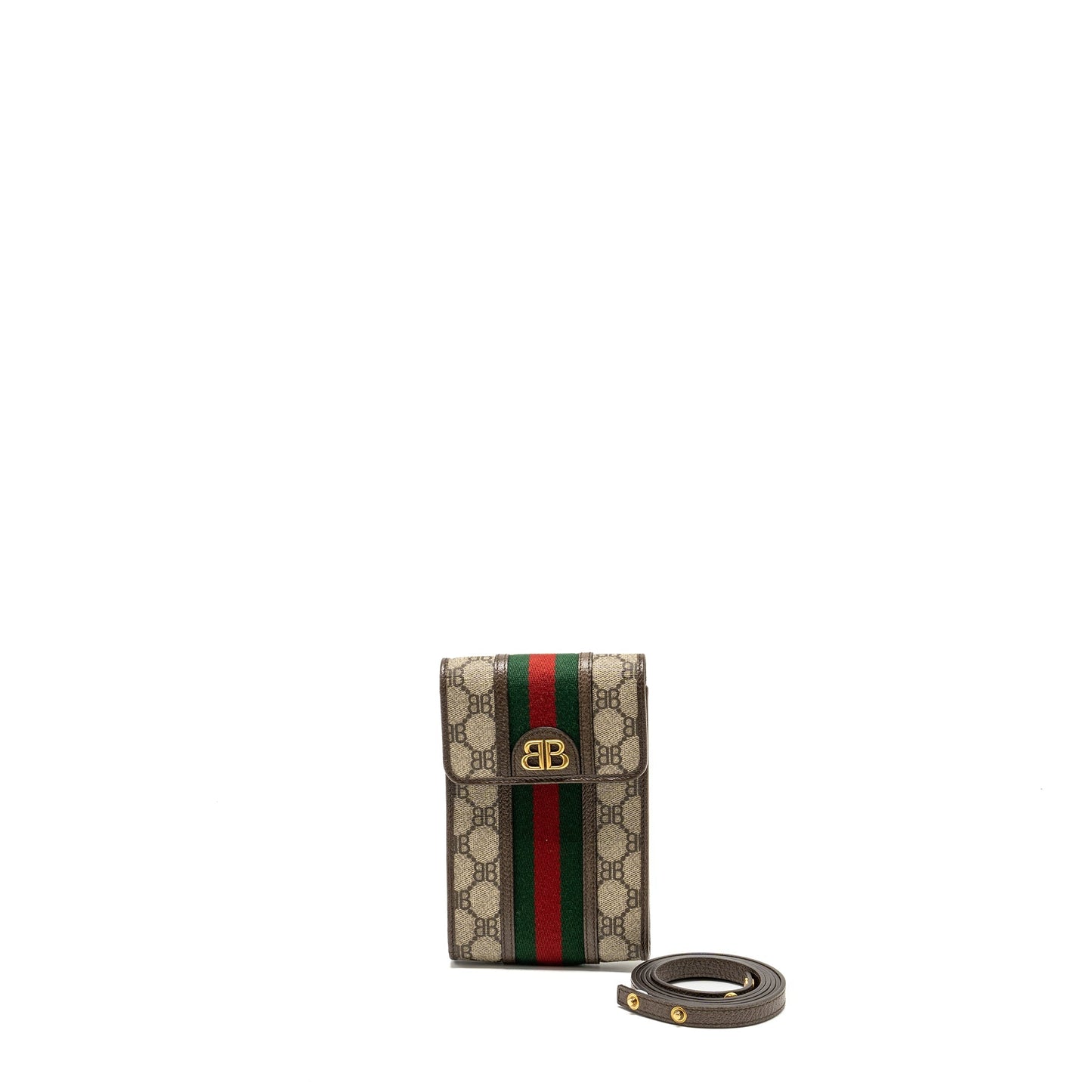 GUCCI x BALENCIAGA The Hacker Project Phone Crossbody Bag Canvas/Leather Brown/Multicolour