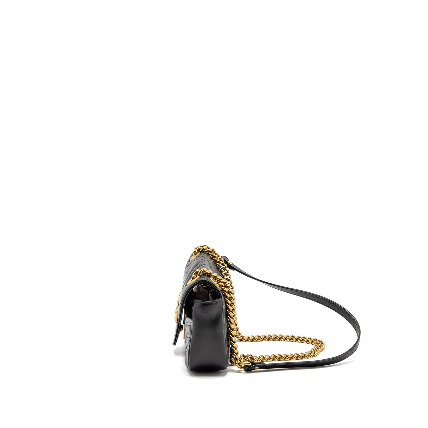 Gucci Mini GG Marmont Shoulder Bag Calfskin Black