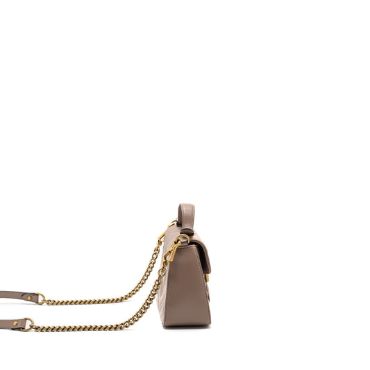 Gucci GG Marmont Mini Top Handle Bag Leather Dark Beige