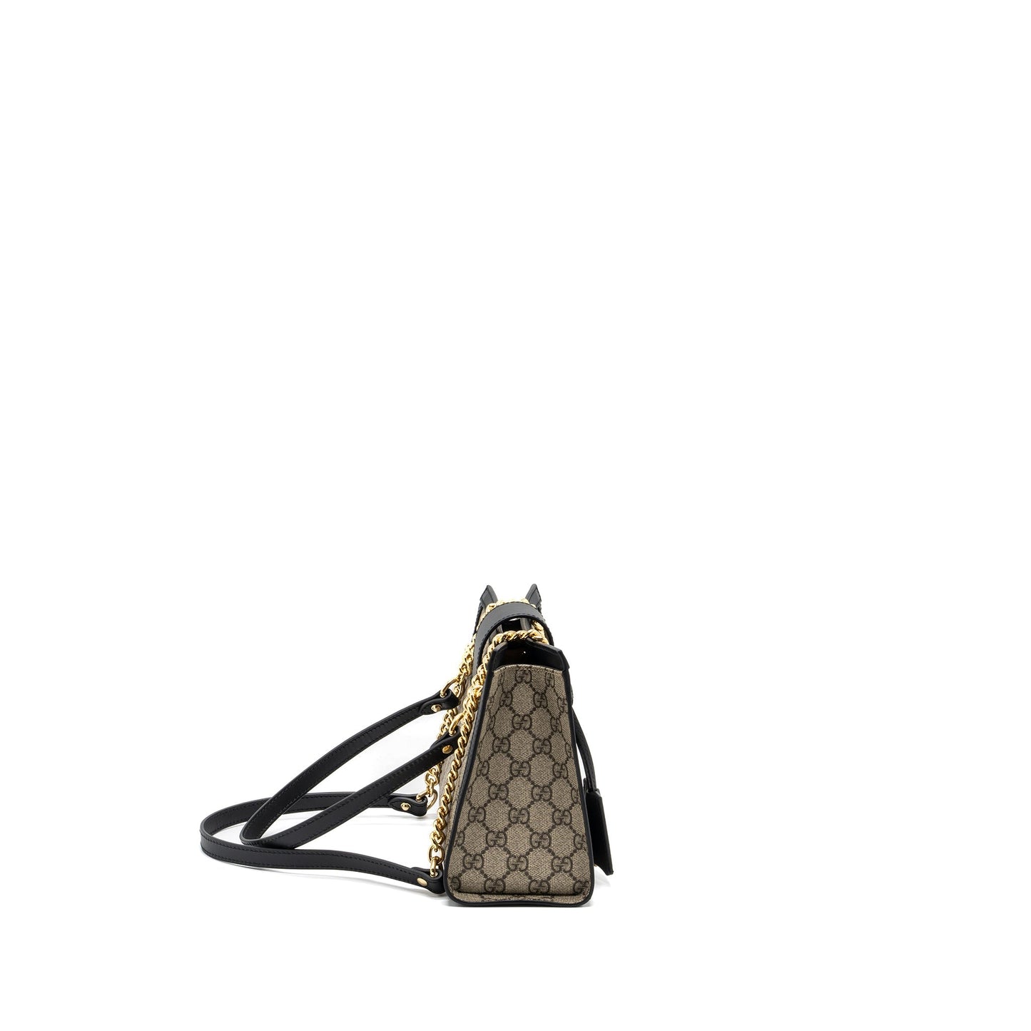 Gucci small GG padlock shoulder bag GG supreme canvas black