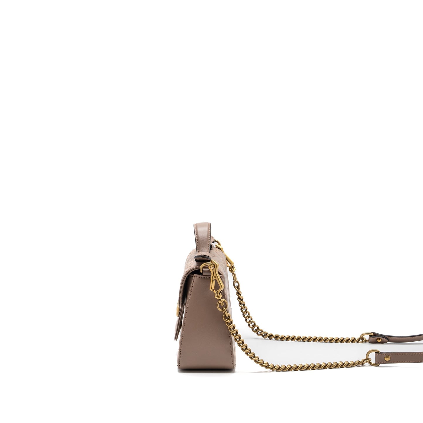 Gucci GG Marmont Mini Top Handle Bag Leather Dark Beige