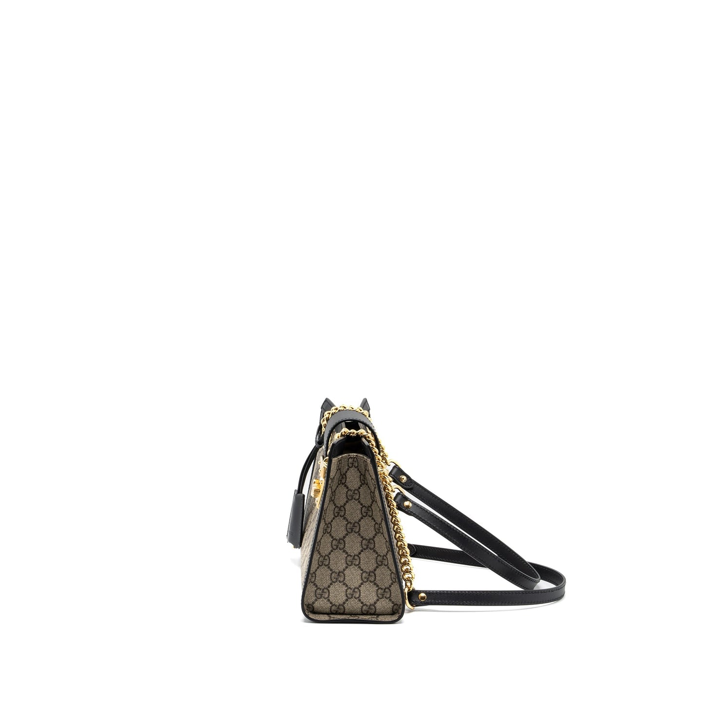Gucci small GG padlock shoulder bag GG supreme canvas black