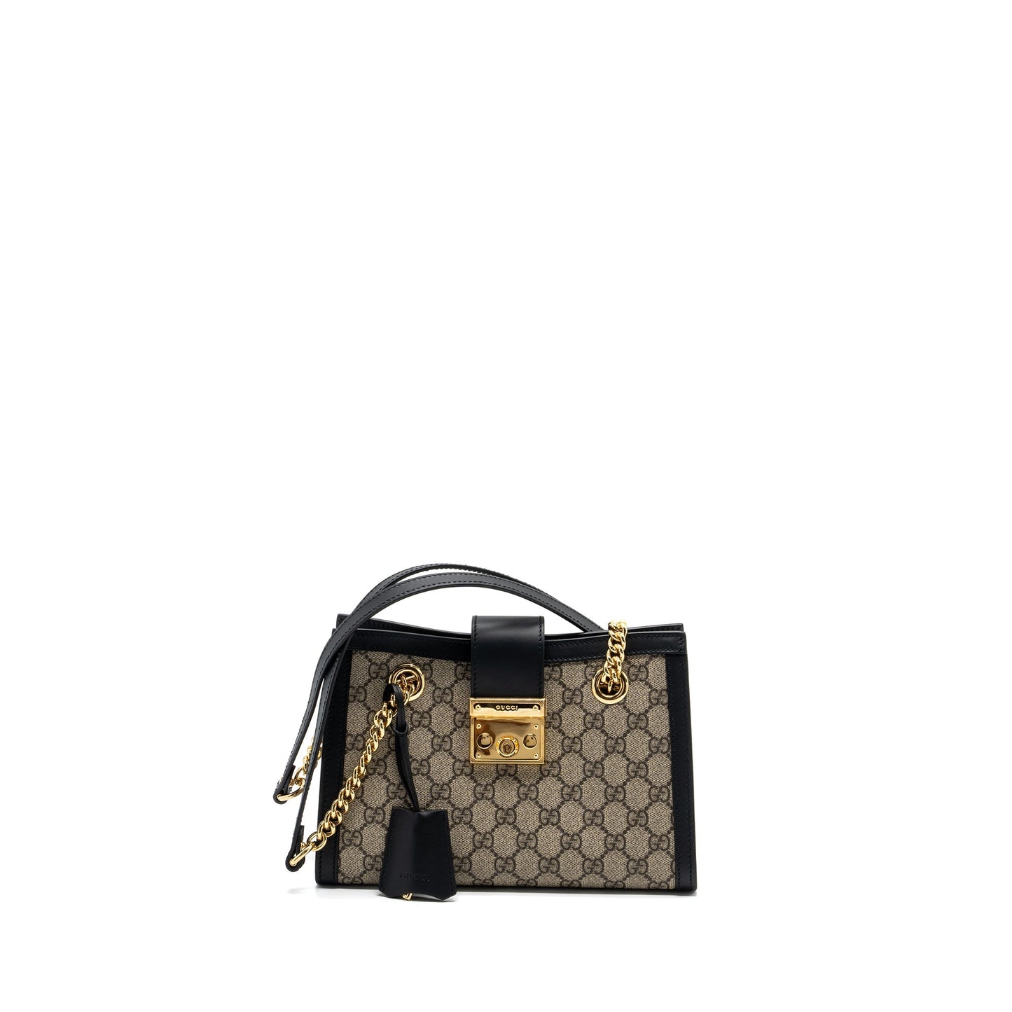 Gucci small GG padlock shoulder bag GG supreme canvas black