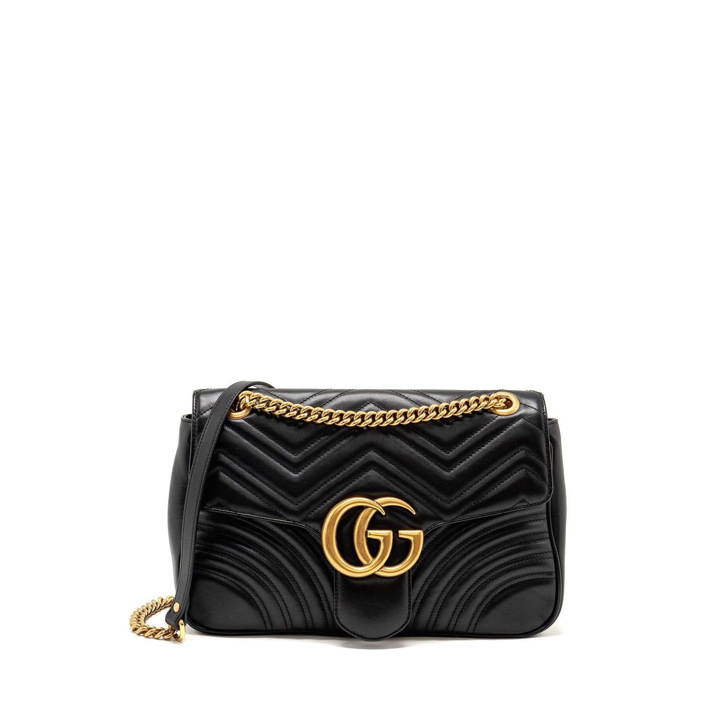 Gucci Medium GG Marmont Shoulder Bag Calfskin Black